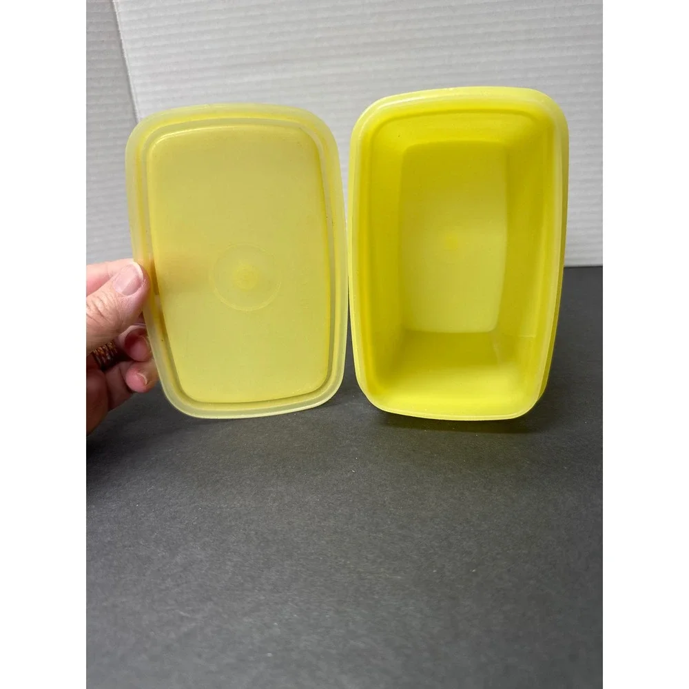 Vintage Tupperware Yellow Servalier Container with Lid 1243-8 Rectangular